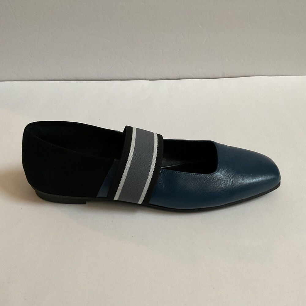 M.Gemi The Ballare Ballet Flats 39.5 US 8.5 Leather Blue Square Toe Italy Luxe - Picture 4 of 10